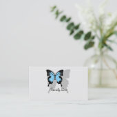 Elegantes Blue Backed Butterfly Shadow Monogramm Visitenkarte (Stehend Vorderseite)