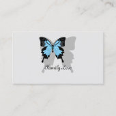 Elegantes Blue Backed Butterfly Shadow Monogramm Visitenkarte (Vorderseite)
