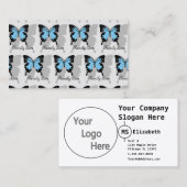 Elegantes Blue Backed Butterfly Shadow Monogramm Visitenkarte (Vorne/Hinten)