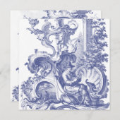 Elegantes Blue Baroque Einladung (Vorne/Hinten)