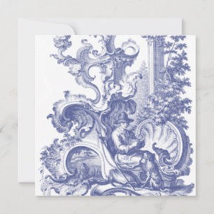 Elegantes Blue Baroque Einladung