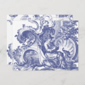 Elegantes Blue Baroque Postkarte (Vorne/Hinten)