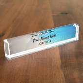 Elegantes Blue Beach Signature Desk Name Plate Namensplakette (Seite)