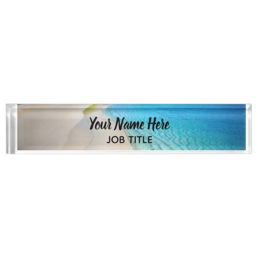 Elegantes Blue Beach Signature Desk Name Plate Namensplakette (Vorderseite)
