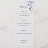 Elegantes Blue Beige Hydrangea Wedding Menu Menükarte (Vorderseite)