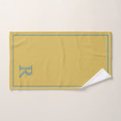 Elegantes Blue & Beige Script Monogram Muster Badhandtuch Set (Handtuch)