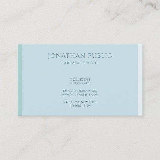 Elegantes Blue Beruflich Modern Simple Template Visitenkarte (Vorderseite)