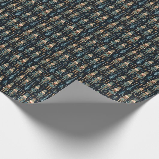 Elegantes Blue & Black Nutcracker Ballet Geschenkpapier (Ecke)