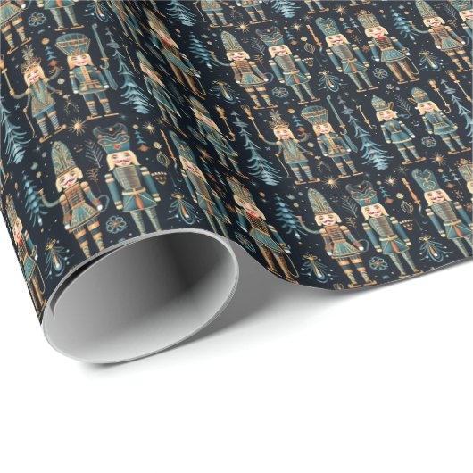 Elegantes Blue & Black Nutcracker Ballet Geschenkpapier (Rolleneckpunkt)