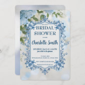 Elegantes Blue Blume Chinoiserie Brautparty Einladung (Vorne/Hinten)