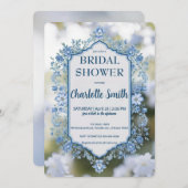 Elegantes Blue Blume Chinoiserie Brautparty Einladung (Vorne/Hinten)