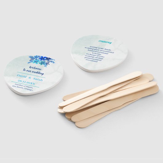 Elegantes Blue Blume Custom Wedding Programm Fächer (Non-assembled)