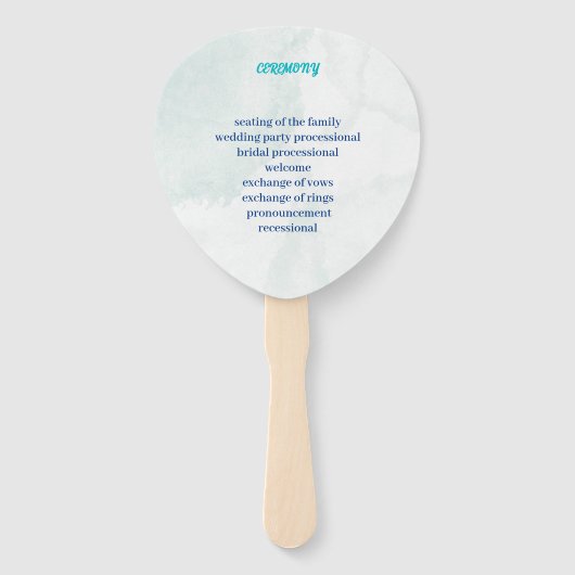 Elegantes Blue Blume Custom Wedding Programm Fächer (Rückseite)