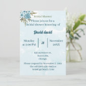 Elegantes Blue Blume Personalisiertes Brautparty Einladung (Stehend Vorderseite)