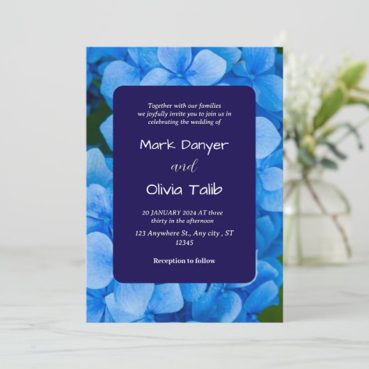 Elegantes Blue Board-Einladungs-Template Einladung (Stehend Vorderseite)