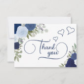 Elegantes Blue Boho Chic Rose Brautparty Dankeskarte (Vorderseite)