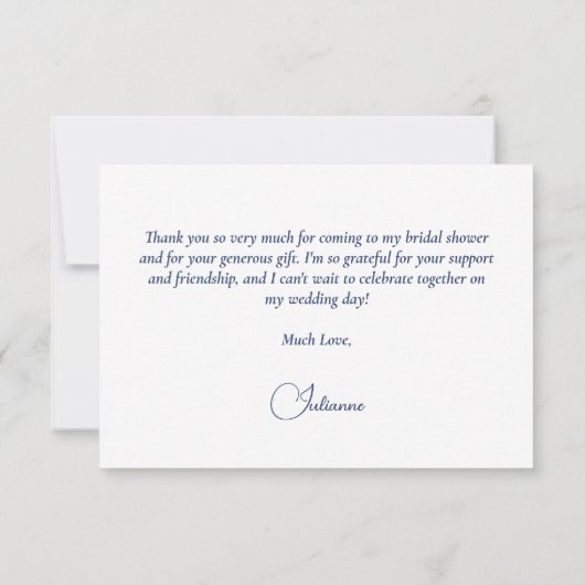 Elegantes Blue Boho Chic Rose Brautparty Dankeskarte (Rückseite)