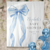 Elegantes Blue Bow Baby Shower Foto Hintergrund Wandteppich
