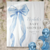 Elegantes Blue Bow Baby Shower Foto Hintergrund