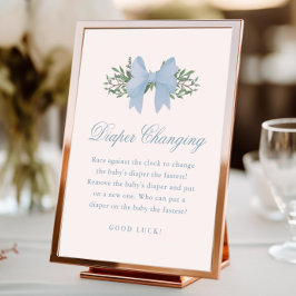 Elegantes Blue Bow Boys Baby Shower Diaper wechsel Fotodruck