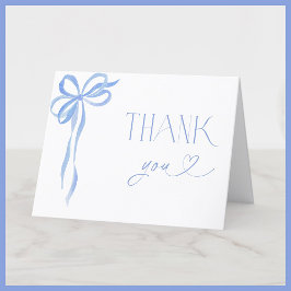 Elegantes Blue Bow Brautparty Dankeschön Card Dankeskarte