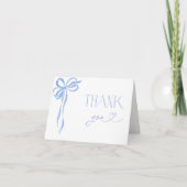 Elegantes Blue Bow Brautparty Dankeschön Card Dankeskarte (Vorderseite)