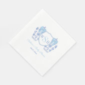 Elegantes Blue Bow Monogram Boy Baby Shower Party Serviette (Ecke)