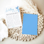 Elegantes Blue Bow Wedding A-Z Brautparty Game Einladung