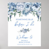 Elegantes Blue Brautparty Begrüßungszeichen Poster (Vorne)