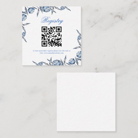 Elegantes Blue Brautparty oder Babydusche Begleitkarte (Vorne/Hinten)