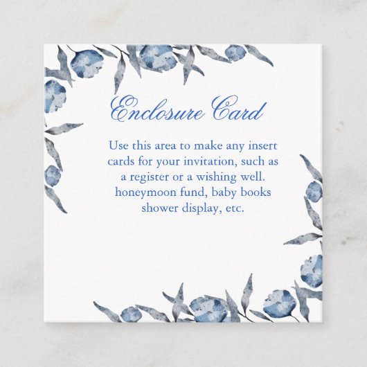 Elegantes Blue Brautparty oder Babydusche Begleitkarte (Vorderseite)