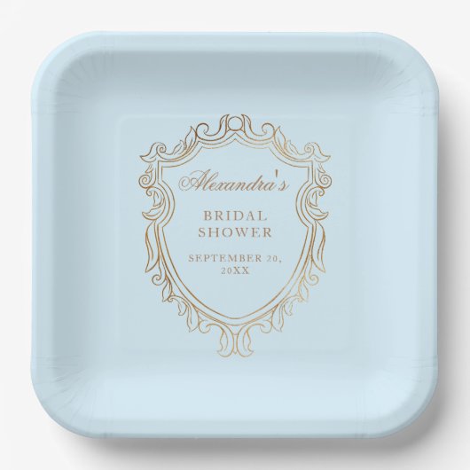 Elegantes Blue Brautparty Party Pappteller (Vorderseite)