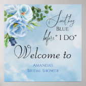 Elegantes Blue Brautparty Willkommen Poster (Vorne)