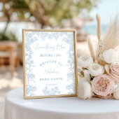 Elegantes Blue Brautparty Willkommen Poster
