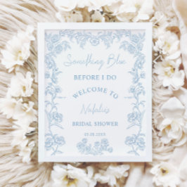 Elegantes Blue Brautparty Willkommen Poster