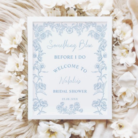 Elegantes Blue Brautparty Willkommen Poster