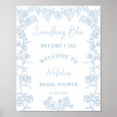 Elegantes Blue Brautparty Willkommen Poster (Vorne)