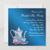Elegantes Blue Bridal Tea Party Einladung (Rückseite)