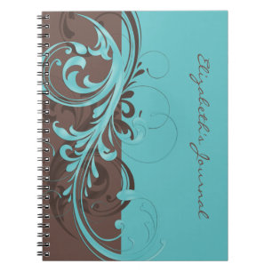 Elegantes Blue Brown Personalisiert Journal-Notebo Notizblock