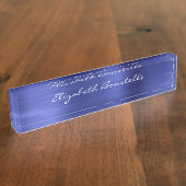 Elegantes Blue Brushed Metal Foil Handwriting Namensplakette (Seite)
