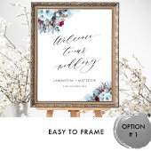 Elegantes Blue Burgundy Red Wedding Willkommenszei Poster