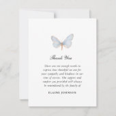 Elegantes Blue Butterfly Funeral Foto Vielen Dank Dankeskarte (Vorderseite)