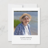 Elegantes Blue Butterfly Funeral Foto Vielen Dank Dankeskarte (Rückseite)