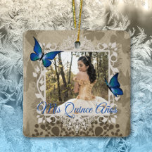 Elegantes Blue Butterfly Quinceanera Weihnachts-Fo