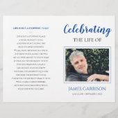Elegantes Blue Celebration of Life Memorial Progra Flyer (Vorne)