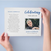 Elegantes Blue Celebration of Life Memorial Progra Flyer (Hand)