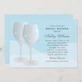 Elegantes Blue Cheers Wine Glasses Brautparty Einladung (Vorne/Hinten)