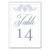 Elegantes Blue Chinoiserie Bird Wappen Hochzeit Tischnummer (Vorderseite)