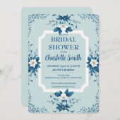 Elegantes Blue Chinoiserie Brautparty Einladung (Vorne/Hinten)