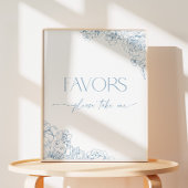 Elegantes Blue Chinoiserie Brautparty Favoriten Sockelschild